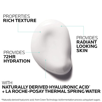 La Roche-Posay HydraphaseHA Rich Face Moisturizer, Hyaluronic Acid Face Moisturizer for Dry Skin with 72HR Hydration, Oil Free & Non-Comedogenic, 50 ML , 1.69 fl. oz.