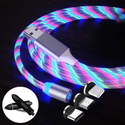 Light-up Magnetic 3-in-1 USB Charging - White/Rainbow