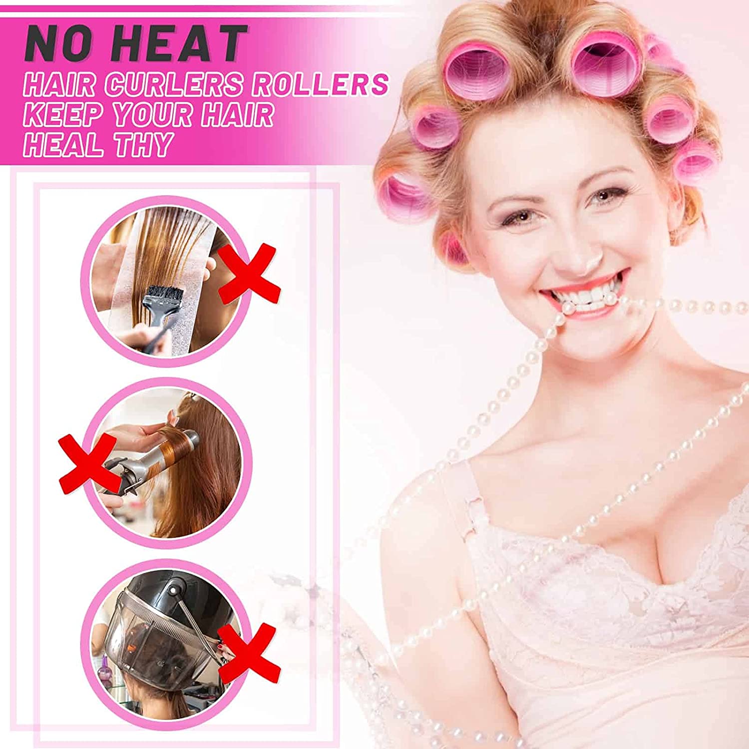 Jumbo Hair Curlers Rollers,24Pcs Big Hair Rollers Set with 12 Hair Curlers  Self Grip Holding Rollers and 12 Stainless Steel Duckbill Clips for Long  Medium Short Thick Fine Thin Hair Bangs Volume