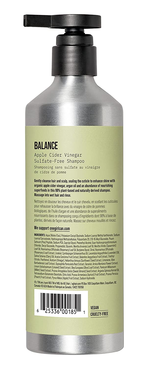 AG Care Balance Apple Cider Vinegar Sulfate-Free Shampoo, 12 Fl Oz