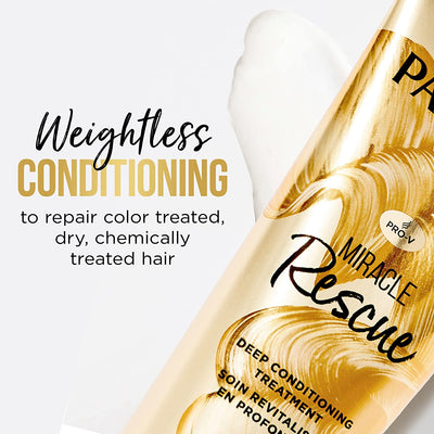 Pantene Hair Mask, Miracle Rescue Deep Conditioning Treatment, Hydrate Dry Hair, Pack of 2, 8 Oz Each