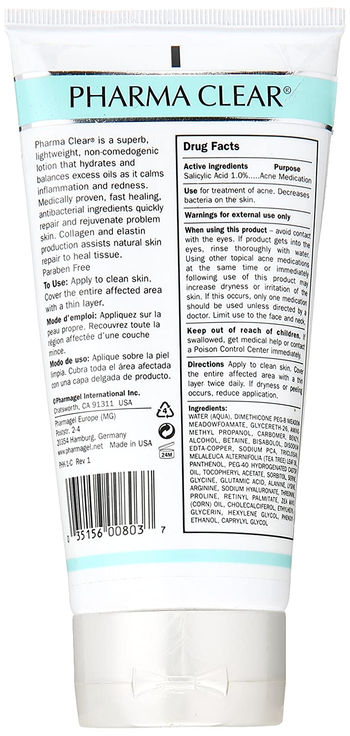 Pharmagel Pharma Clear Medicated Moisturizer | Face Moisturizer for Acne Prone Skin | Facial Lotion for Inflammation and Redness – 6 fl. oz.