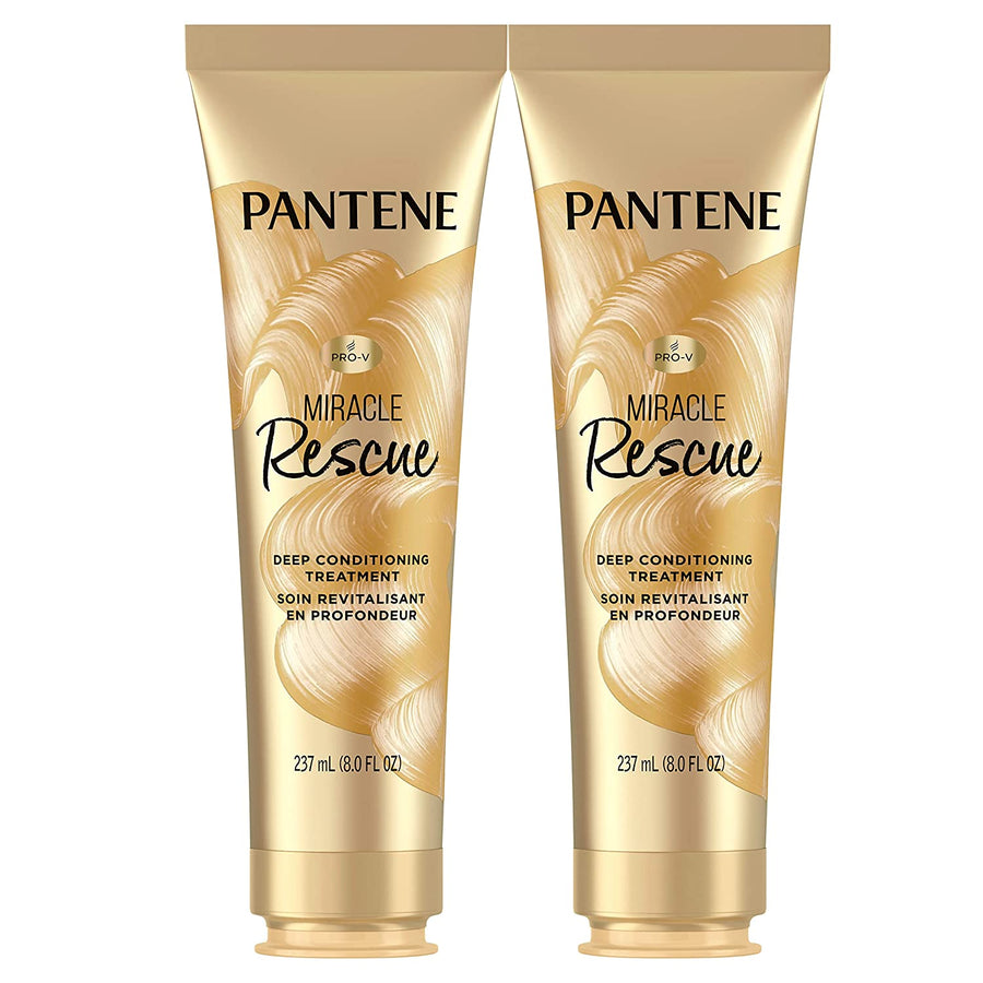 Pantene Hair Mask, Miracle Rescue Deep Conditioning Treatment, Hydrate Dry Hair, Pack of 2, 8 Oz Each