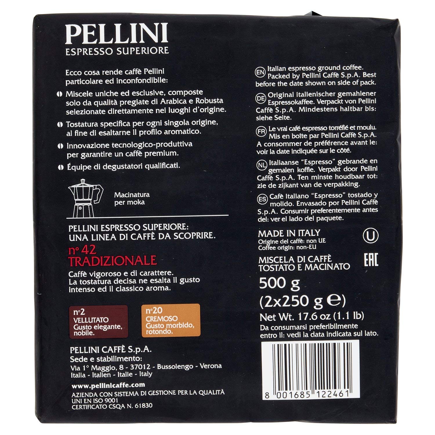Pellini Tradizionale (#42) Full Body Ground Coffee for Stove Top Coffee Makers