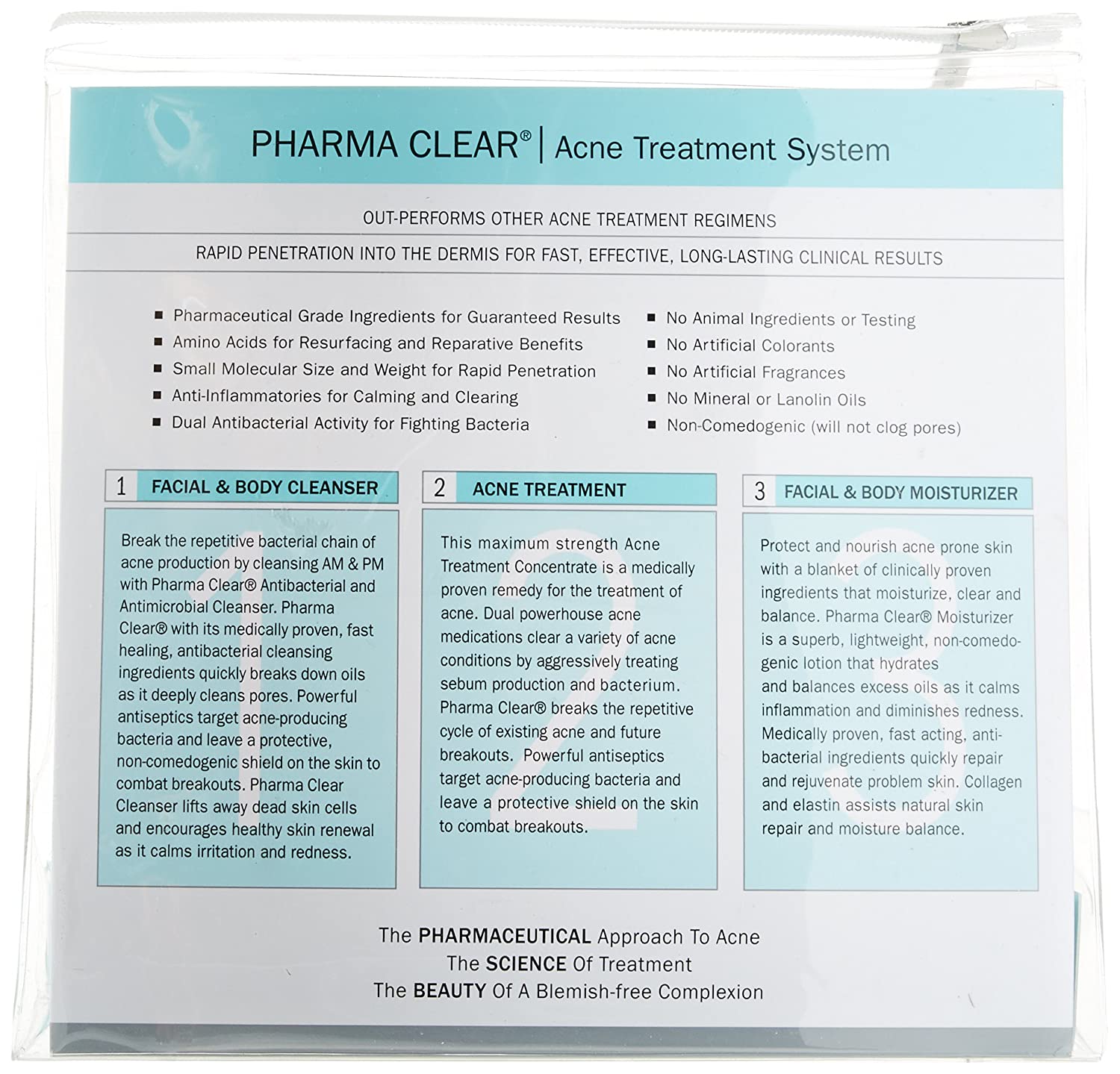 Pharmagel Clear Acne Treatment System | Skin Care Set | Hydrating Facial Moisturizer, Facial Cleanser, and Spot Treatment | Lotion for Inflammation and Redness