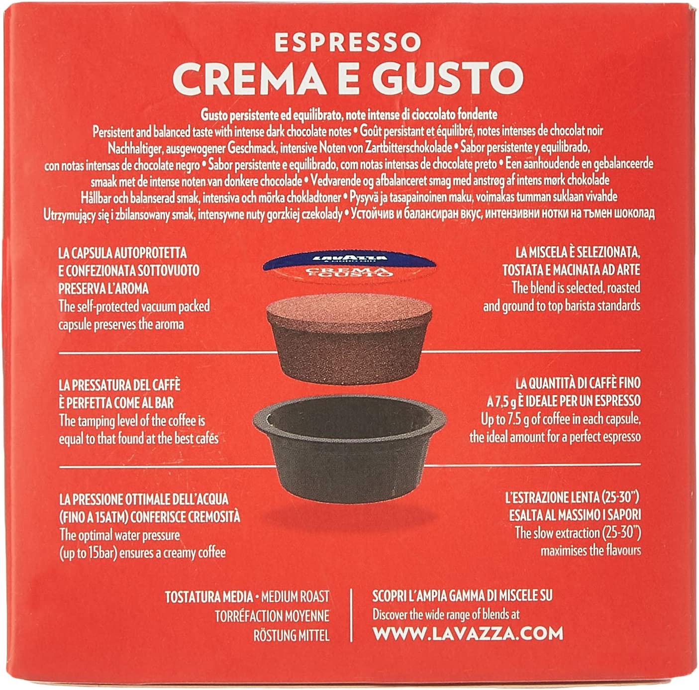 Lavazza A Modo Mio Crema E Gusto Espresso Capsules Coffee Machine 16 Pods 1 Box