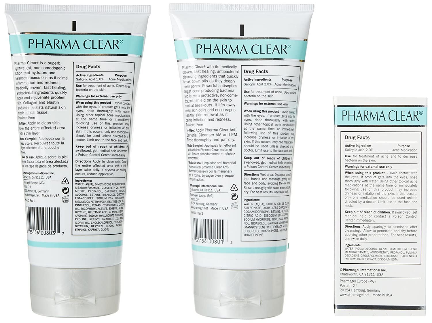 Pharmagel Clear Acne Treatment System | Skin Care Set | Hydrating Facial Moisturizer, Facial Cleanser, and Spot Treatment | Lotion for Inflammation and Redness