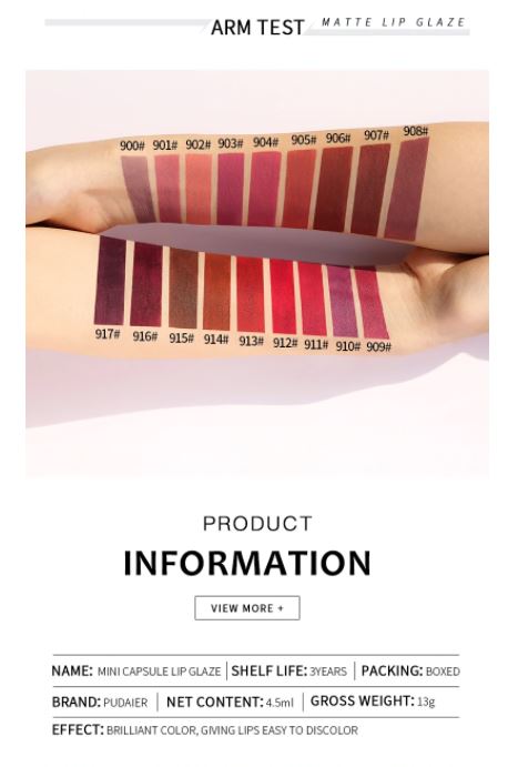 PUDAIER® Mini Capsule Matte Liquid Lipstick - Color #900