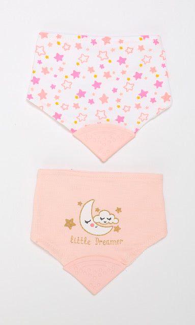 "Little Dreamer" Pink and White Baby Teether Gift Set