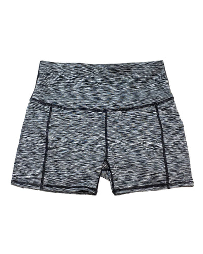 Calcao High Waist Yoga Shorts With Pocket - Silver/Grey