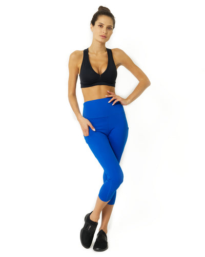 High Waisted Yoga Capri Leggings - Sky Blue - Savoy Active