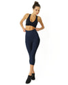 High Waisted Yoga Capri Leggings - Navy Blue - Savoy Active