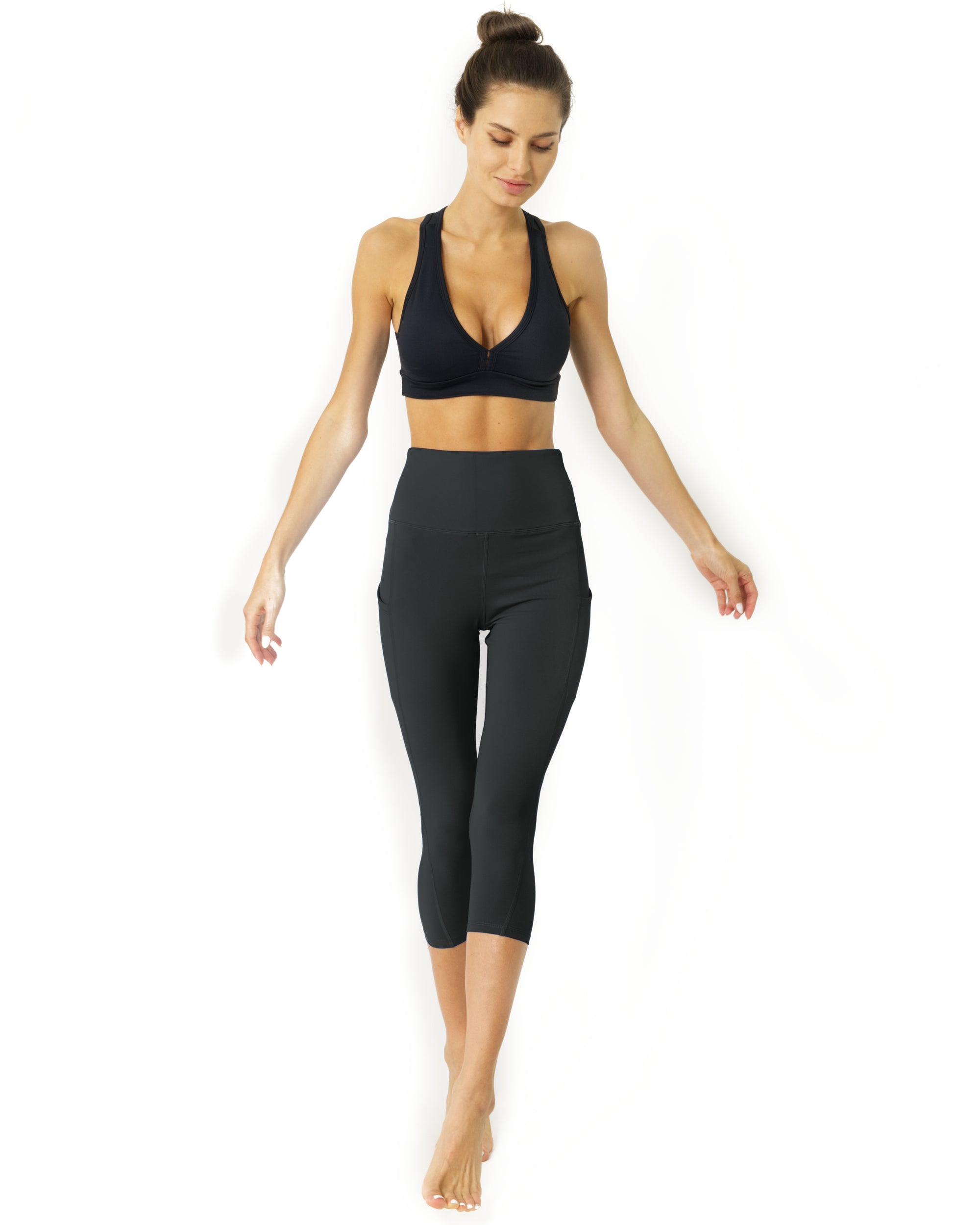 High Waisted Yoga Capri Leggings - Slate Grey - Savoy Active