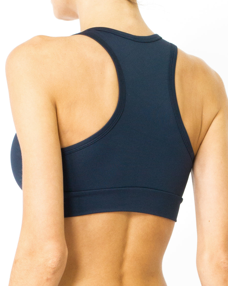 Helo Racerback V-Neck Athletic Sports Bra - Black