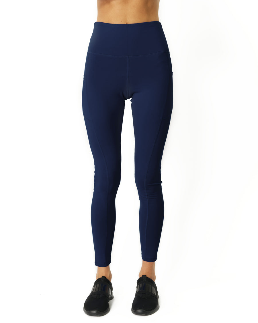 High Waisted Yoga Leggings - Navy Blue - Savoy Active