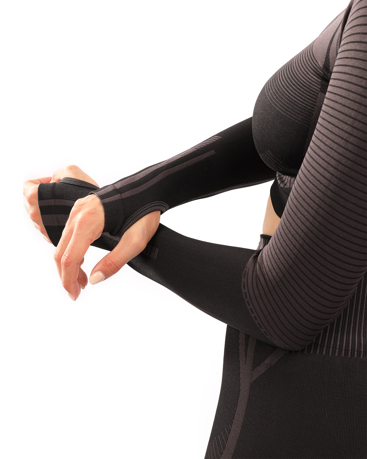 Decata Seamless Sports Top - Black & Brown