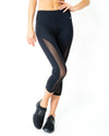 L'espace Low-Waisted Capri Leggings with Mesh Panels and Reflective Strips - Savoy Active