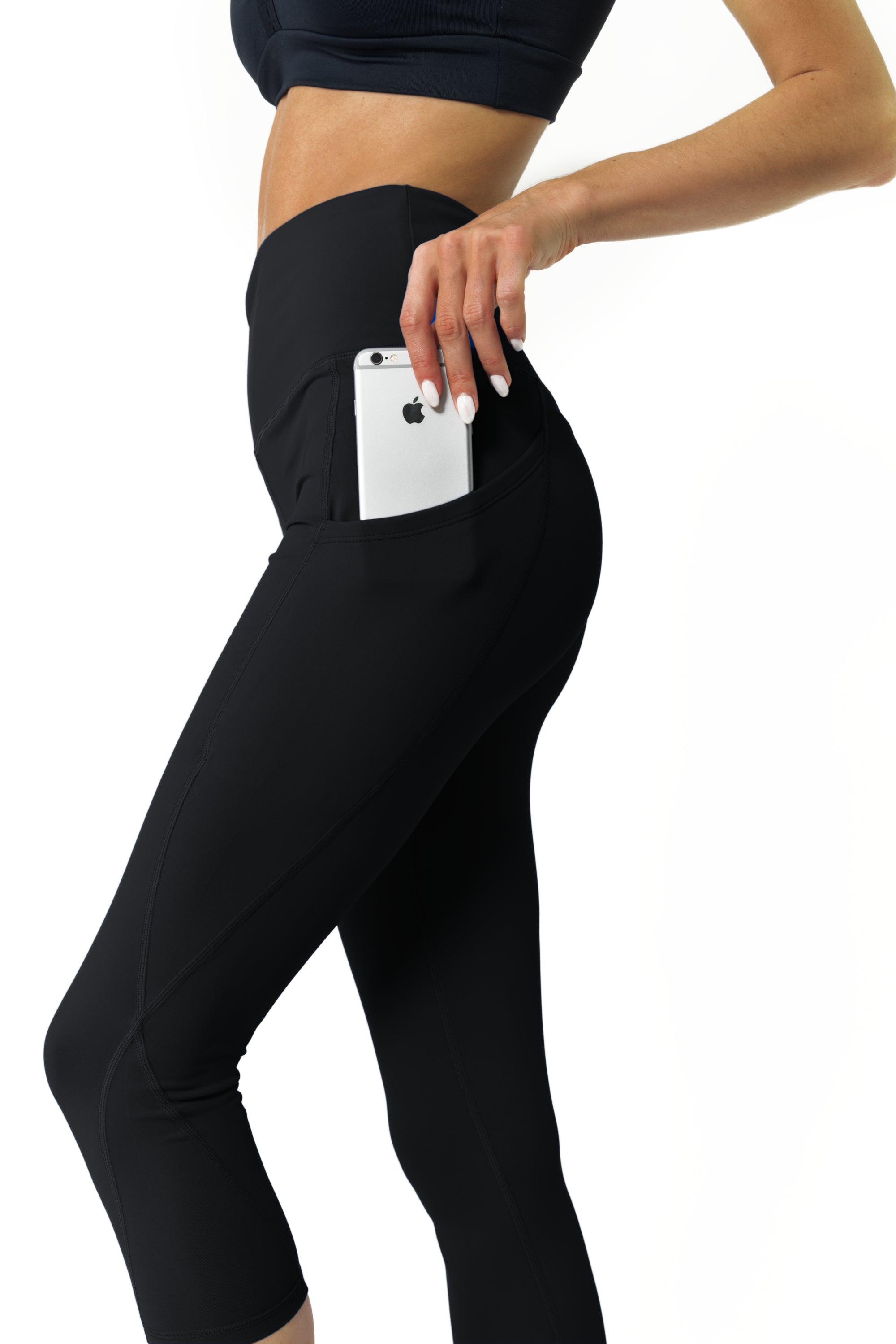 High Waisted Yoga Capri Leggings - Black - Savoy Active