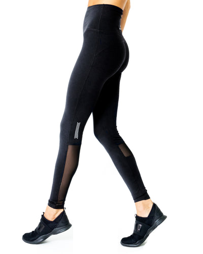 Energique Athletic Leggings With Reflective Strips and Mesh Panels - Savoy Active