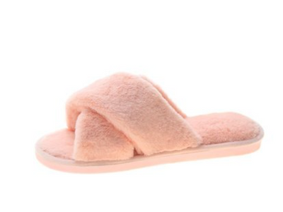 Faux Fur Slippers - Pink
