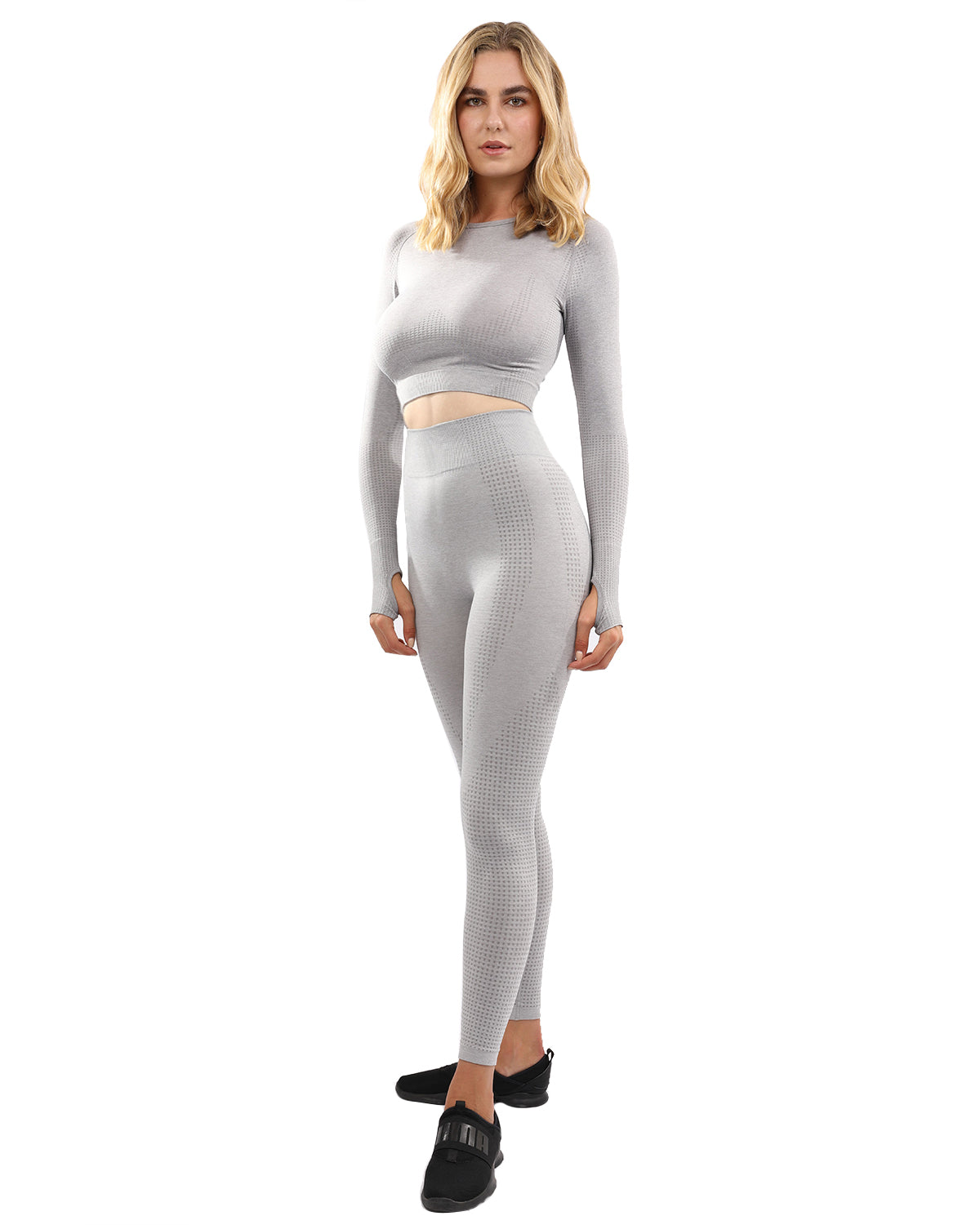 Fratessa Seamless Leggings & Sports Top Set - Grey