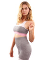 Graca Seamless Sports Bra - Grey with Pink & White