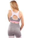 Graca Seamless Sports Bra - Grey with Pink & White