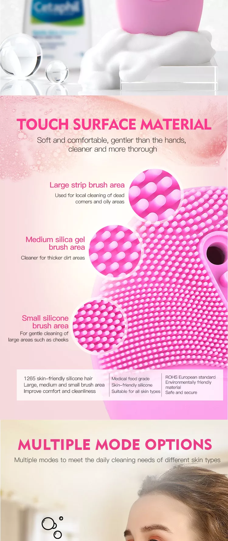 Home Use Automatic Foaming Silicone Facial Cleansing Brush - Purple