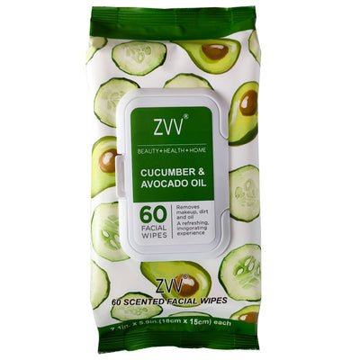 Softening & Protecting Avocado & Cucumber Makeup Removing, Cleansing Towelettes, Gentle Face Wipes, Daily Cleansing, Vegan and Cruelty Free, 60 count