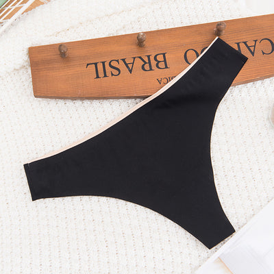 Bella Cotton Seamless Thong Underwear - Black