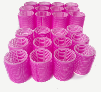 Self Grip Hair Curler Roller 24 Piece Set (12 Large, 12 Small) - Pink