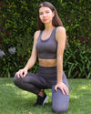 Mesh Seamless Legging with Ribbing Detail - Taupe
