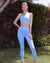 Mesh Seamless Legging with Ribbing Detail - Blue
