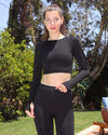 Fratessa Seamless Leggings & Sports Top Set - Black