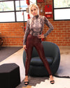 Blantyre Faux Leather Legging Pant - Maroon