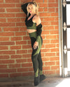 Trois Seamless Sports Bra - Black with Green