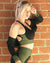 Trois Seamless Sports Bra - Black with Green
