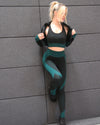 Trois Seamless Sports Bra - Black with Teal Blue
