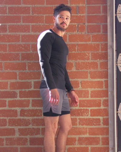 Adam Men's Drawstring Shorts with Border Tights & Pocket - Grey
