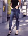 Amelia Floral Design Skinny Jean - Navy