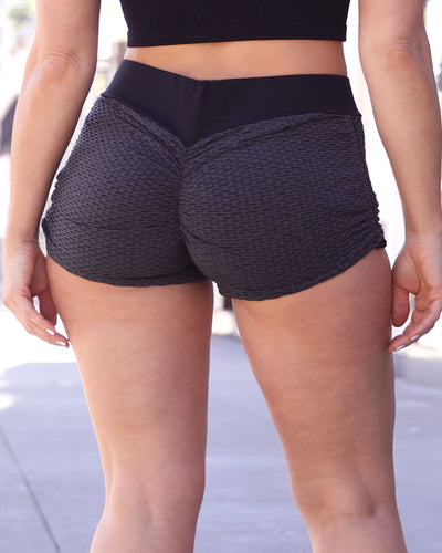 Lacey Honeycomb Shorts -  Black