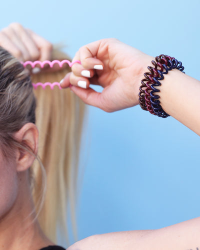 Spiral Hair Tie - 4 Pack (4 Colors: Pink, Burgundy, Navy, Brown)