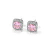 Pink crystal earrings with brass and rhodium