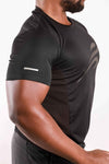 Short Sleeve Shirt with Reflective Logo - Black - Savoy Active