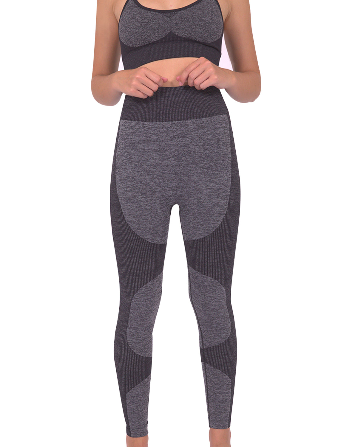 Megara Seamless Legging with Striped Panels - Black