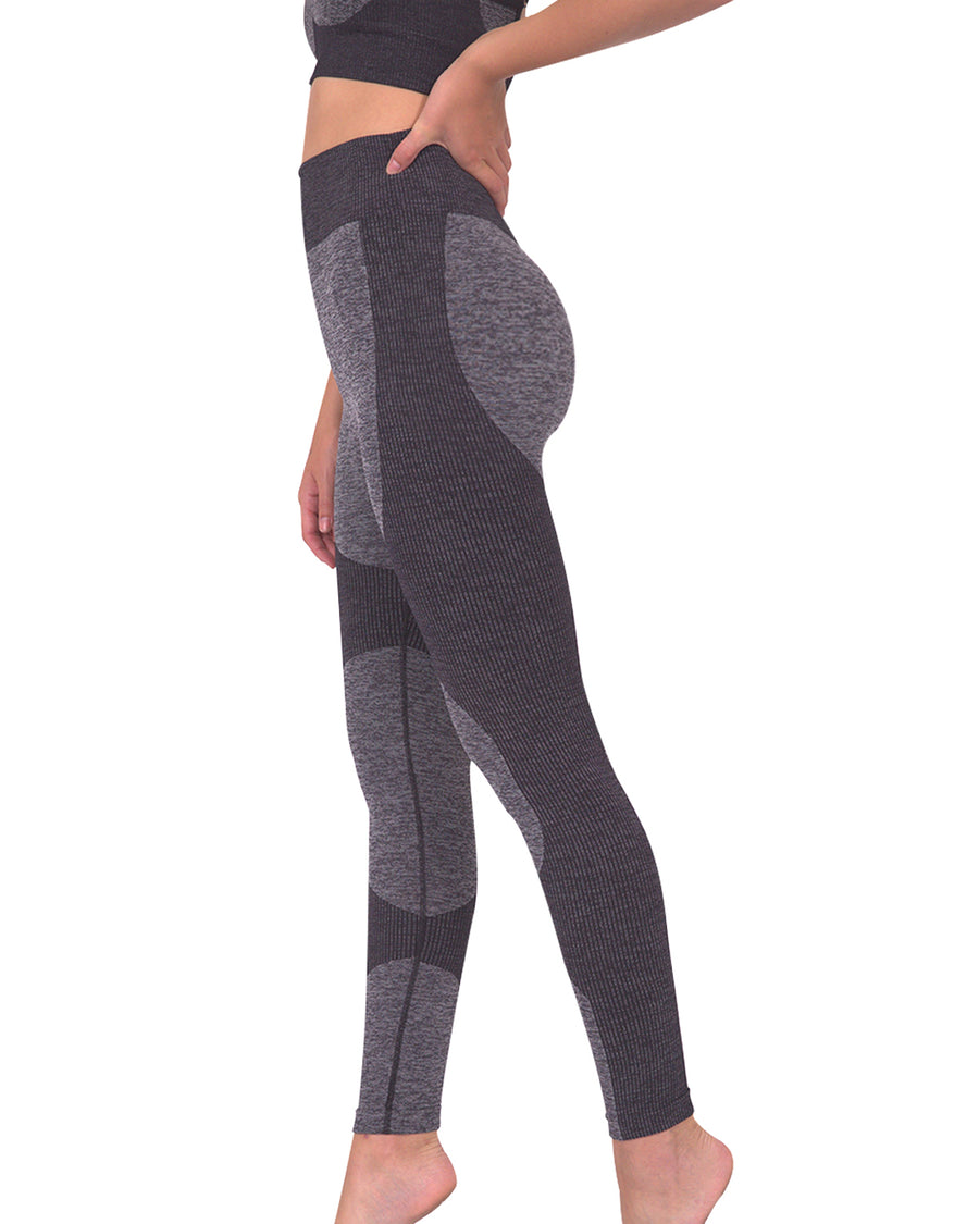Megara Seamless Legging with Striped Panels - Black