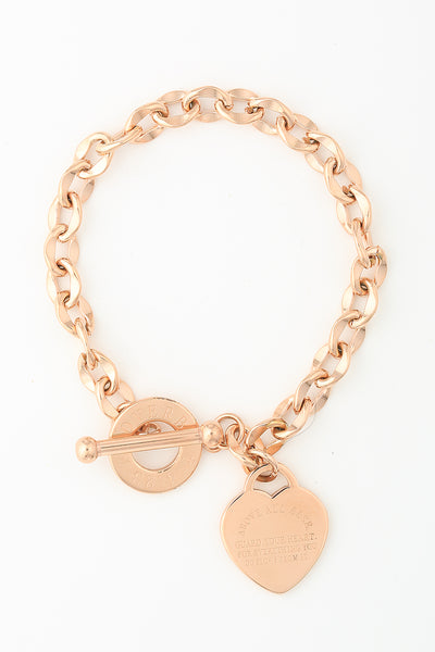 Kanika Heart & Cross Bracelet - Rose Gold