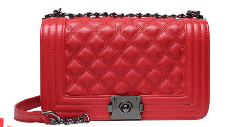 Félicie bag in red imprint leather