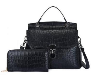 Madison Faux Crocodile Women's Leather Bag (2 Piece Set)