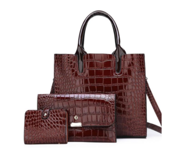 Bloomingdales - Authenticated Handbag - Leather Brown Crocodile for Women, Good Condition